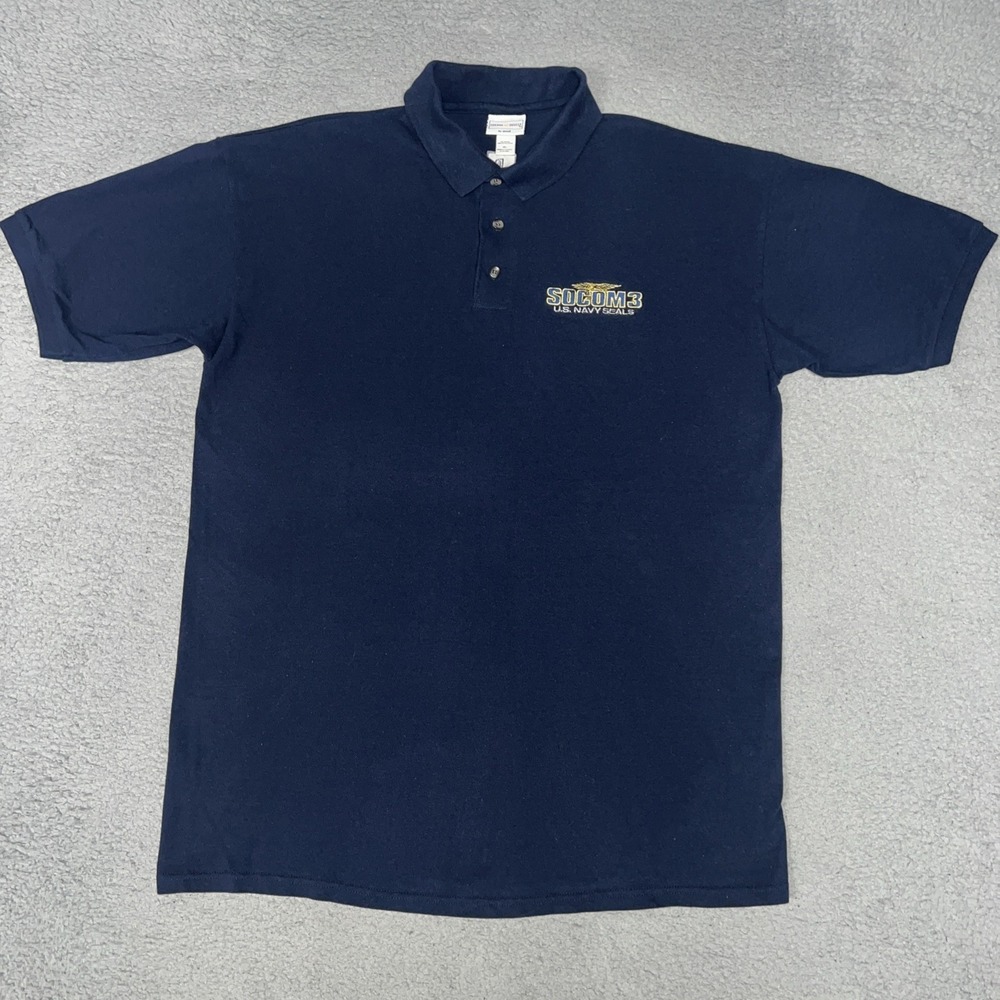 Vtg Ps2 Socom 3 Us Navy Seals Shirt Xl Blue Promo Polo Playstation 2 Video Game